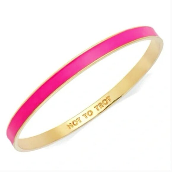 EUC - Kate Spade Neon Pink "Hot to Trot" Idiom Bangle Bracelet - Picture 1 of 14